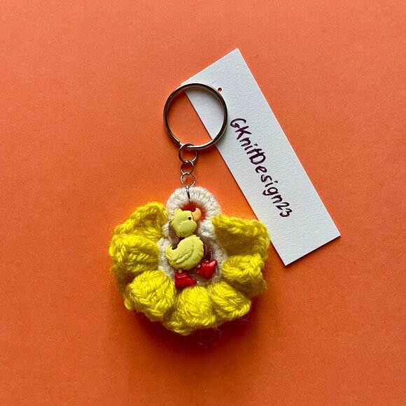 Handmade Bag Charm, Crochet Keychain Charm, Happy Dock Charm - Picture 1 of 6